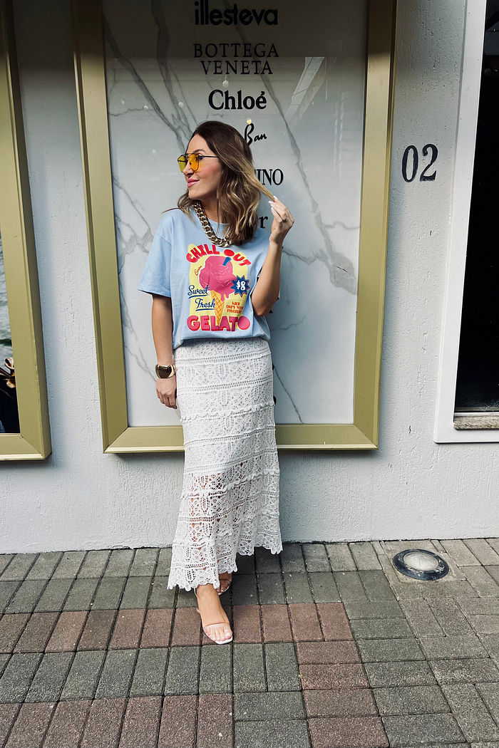 T-Shirt Over Fem Algodão Amaciado Gelato Azul