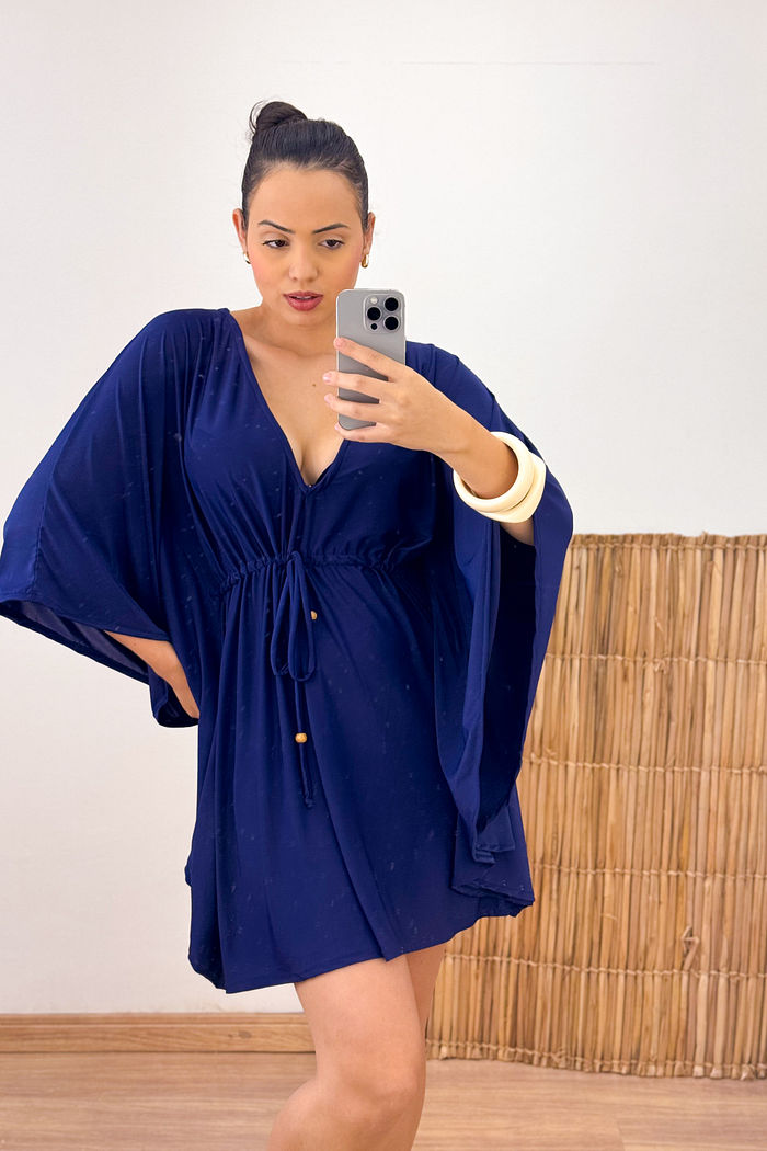 KAFTAN CURTA - AZUL MARINHO