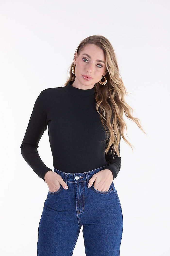 BLUSA FEM ML RIBANA 2X1  GOLA ALTA