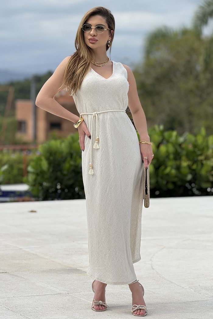Vestido Linho Estonado Juliana Natural