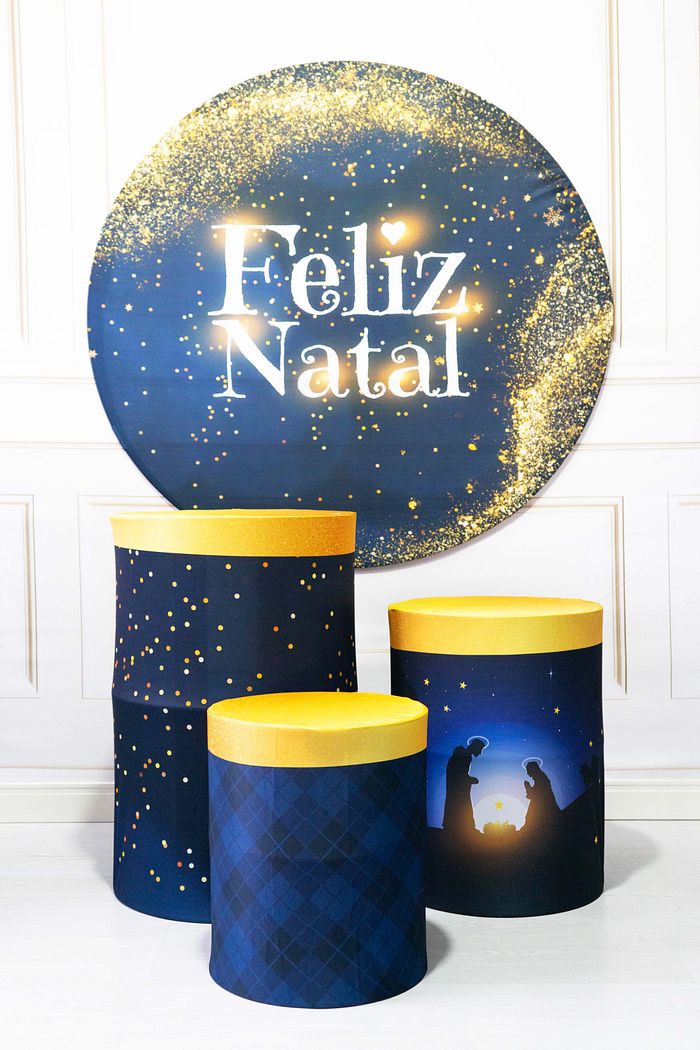 KIT NATAL PAINEL REDONDO + 3 CAPAS CILINDROS EM TECIDO - NA344
