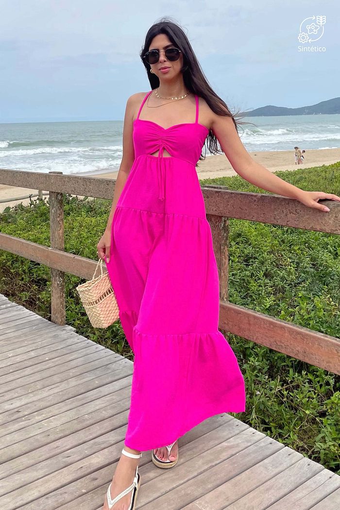 Vestido Longuete de Alças Camadas Sorele Pink