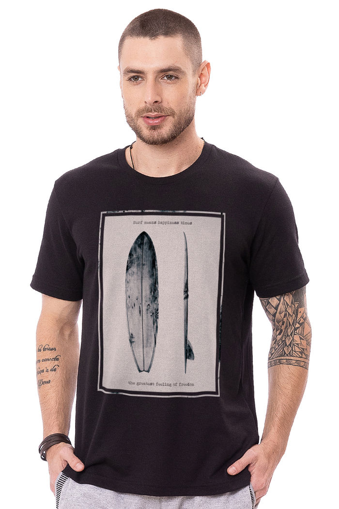 Camiseta Masculina Pranchas Preta