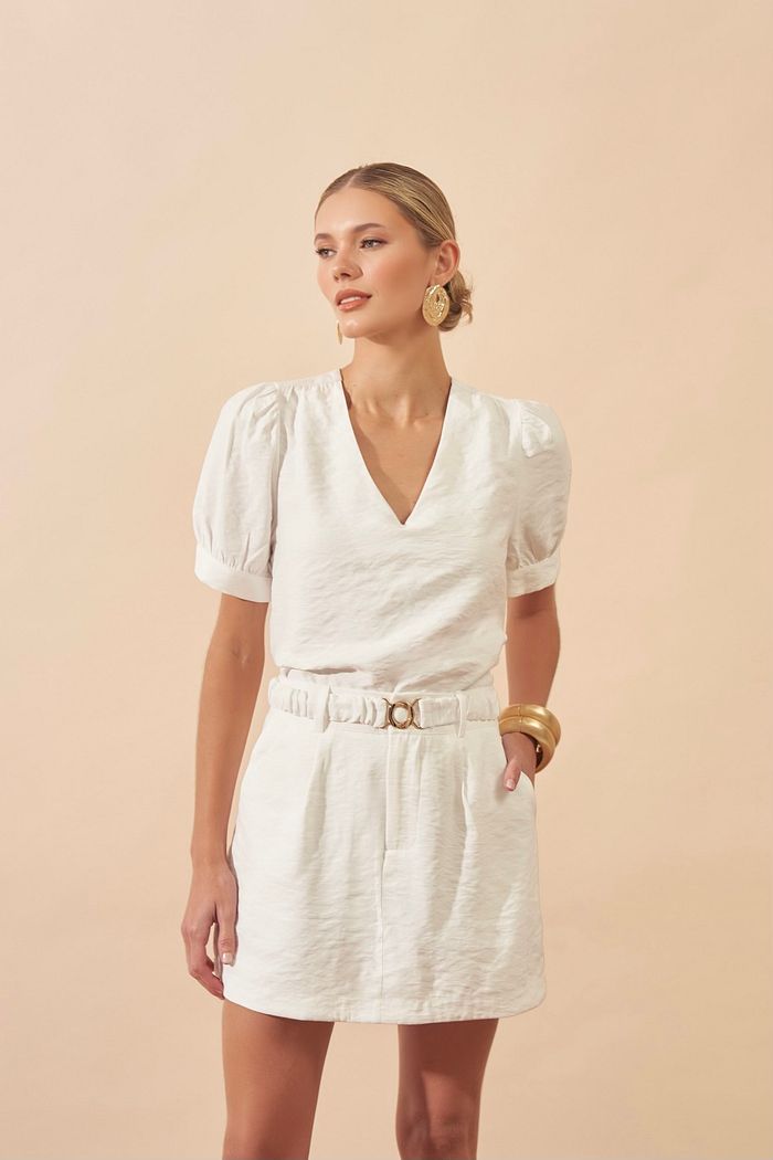 Blusa Decote V Twill - Milalai