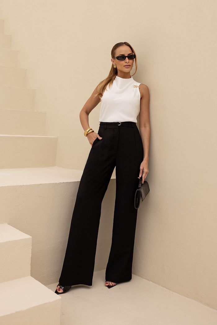 Calça Wide Leg Cinto - Doce Flor