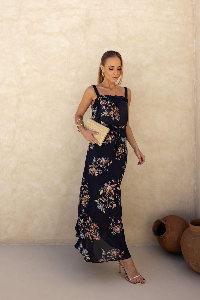 Conjunto Crepe Regata e Saia Floral - Doce Flor