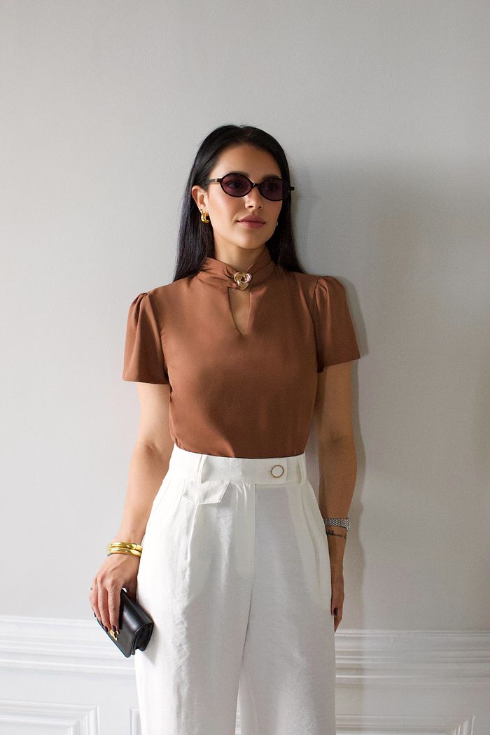 Blusa Fivela Dourada Gola - Milalai