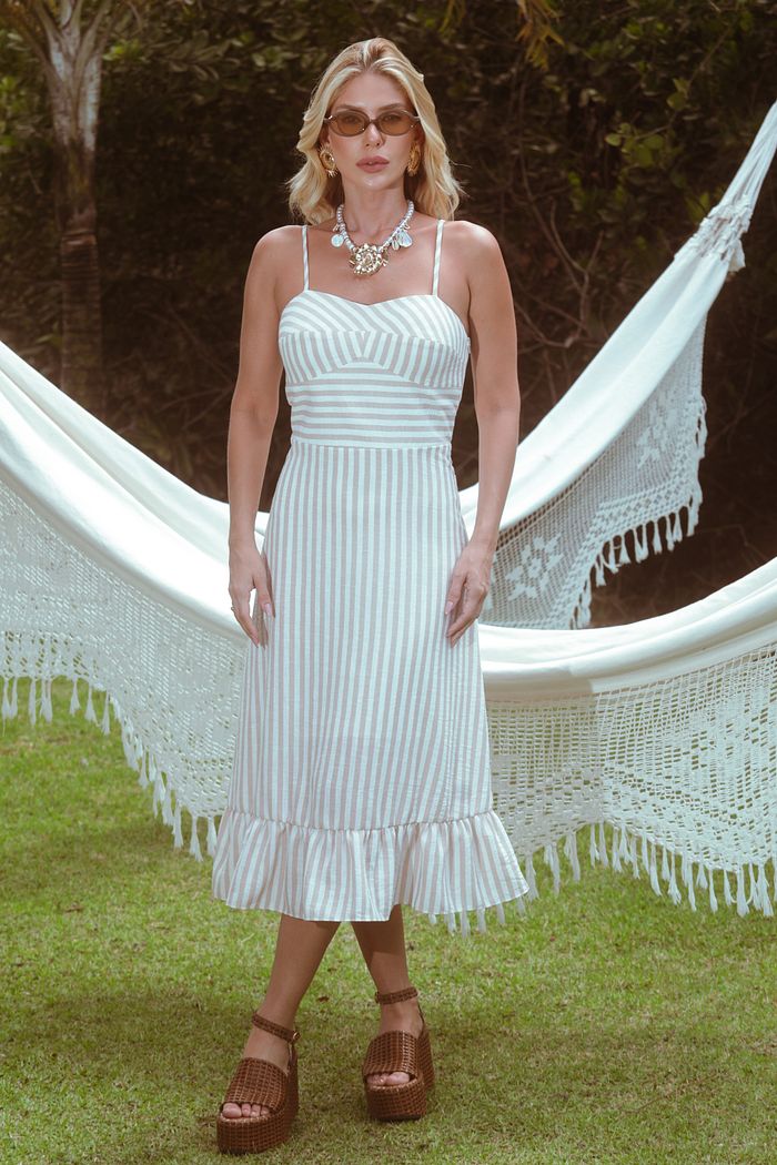 Vestido Midi Listrado Donna Ritz