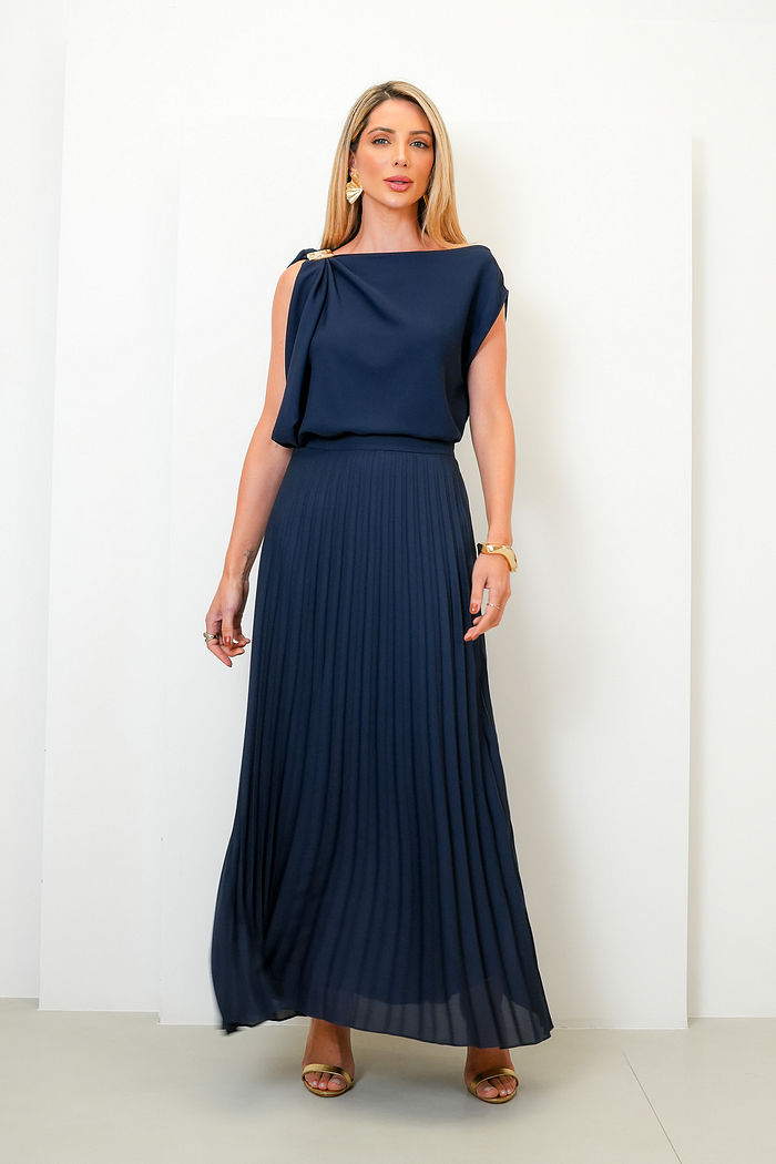 Saia Longa Brigitte Plissada - Unique Chic