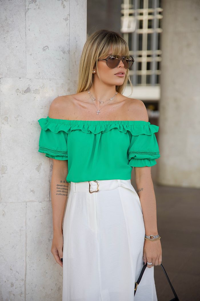 Blusa Ombro a Ombro Babados - Milalai