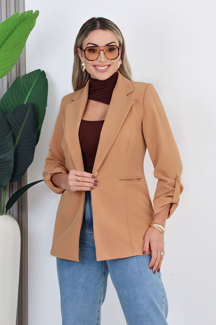 BLAZER ALFAIATARIA GISELI - BEGE MÉDIO
