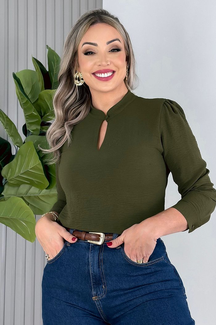BLUSA ASTRA MANGA LONGA - VERDE MILITAR
