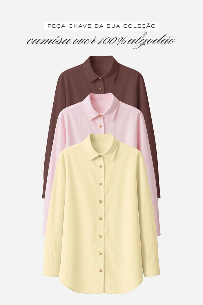 Camisa Oversized 100% Algodão com Textura 3 Cores