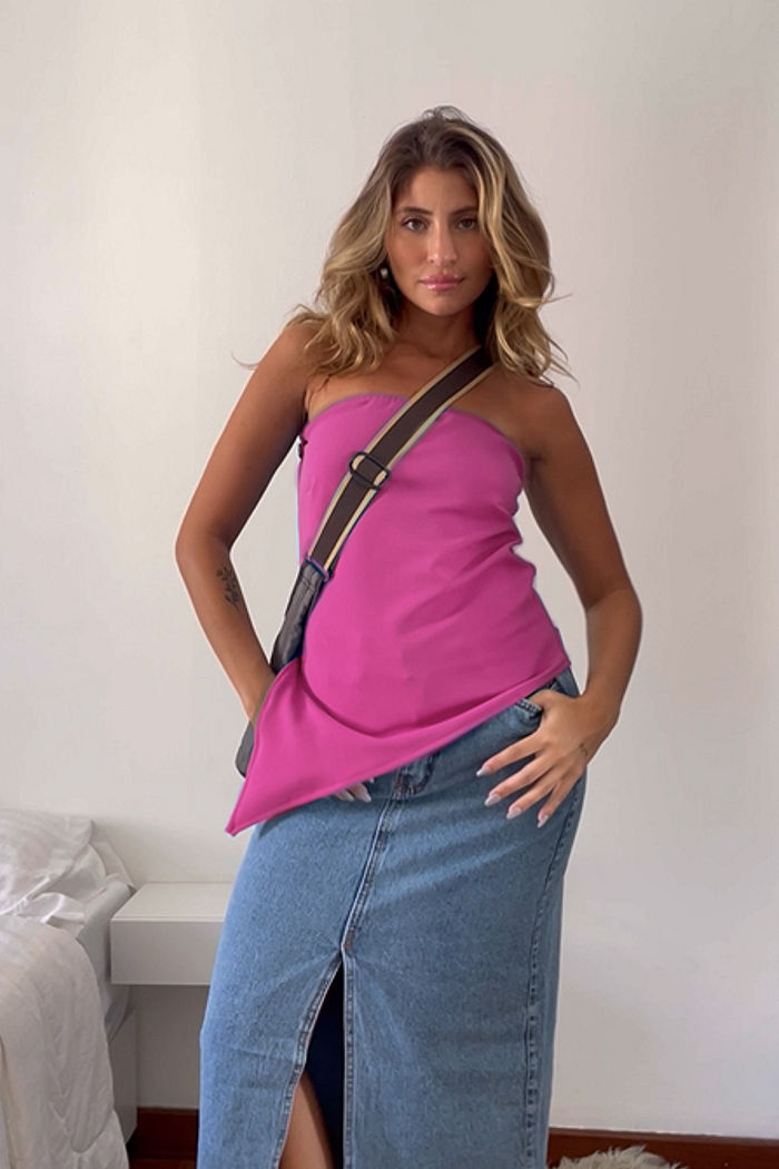 Blusa Alongada Assimétrica Tomara Rosa