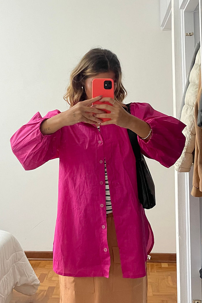 Camisa Bufante Oversized Algodão Pink
