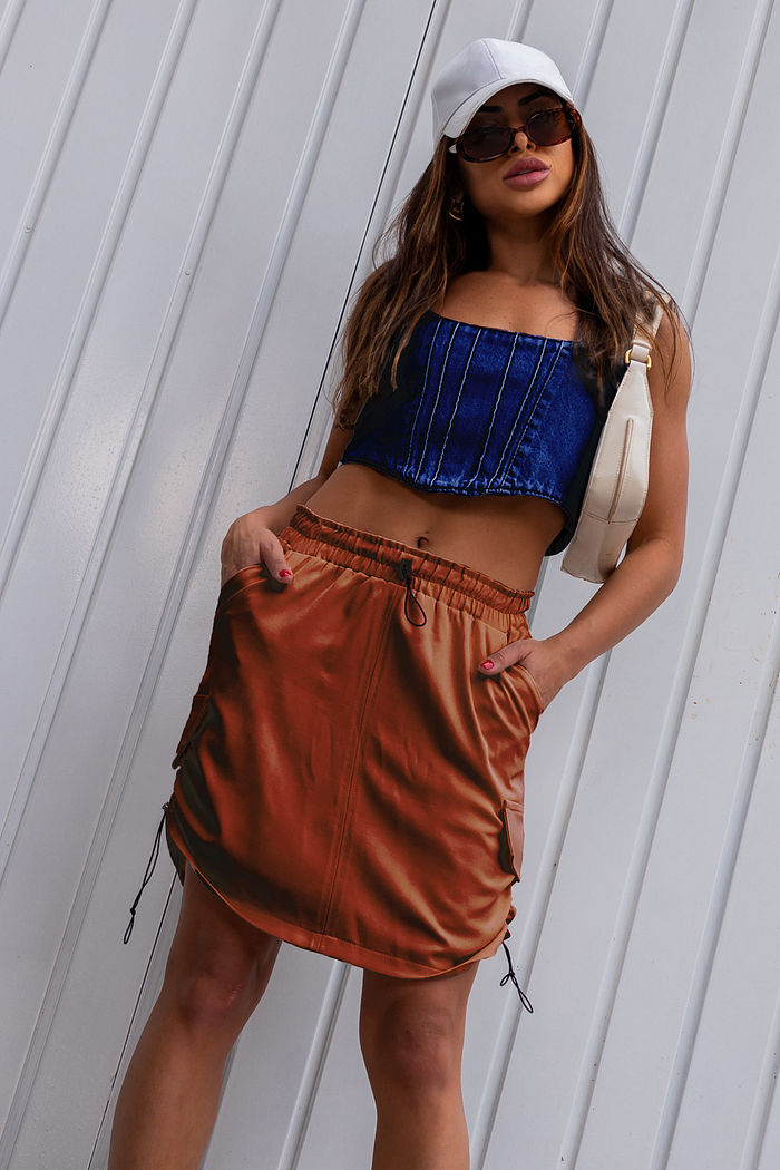 Saia Mini Parachute Alfaiataria Marrom