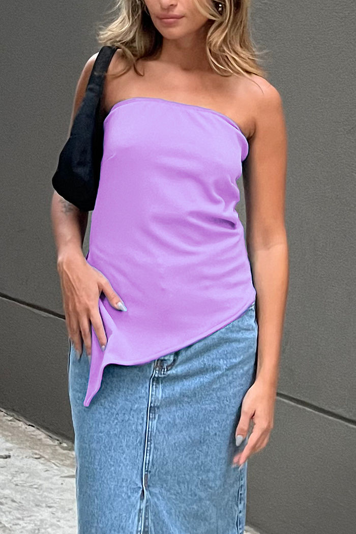 Blusa Alongada Assimétrica Tomara Lilás