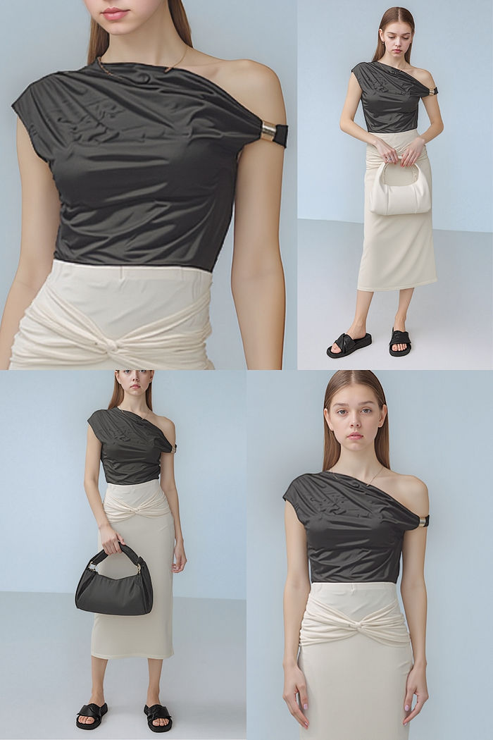 Blusa Suede Fivela Dourada Preto