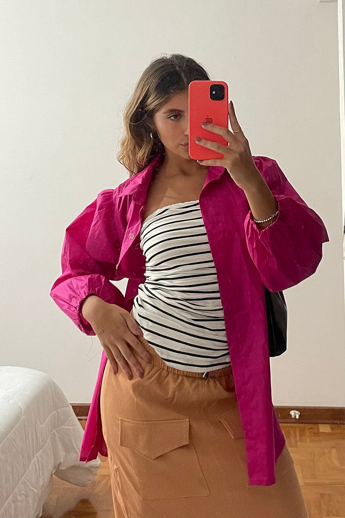 Camisa Bufante Oversized Algodão Pink