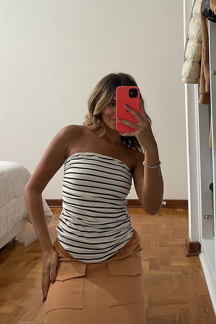 Blusa Franzida Tomara Que Caia Listrado