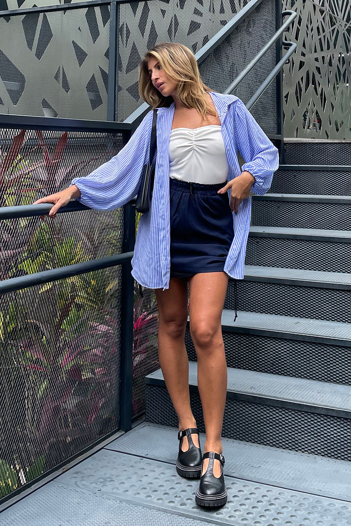 Saia Mini Parachute Alfaiataria Marinho