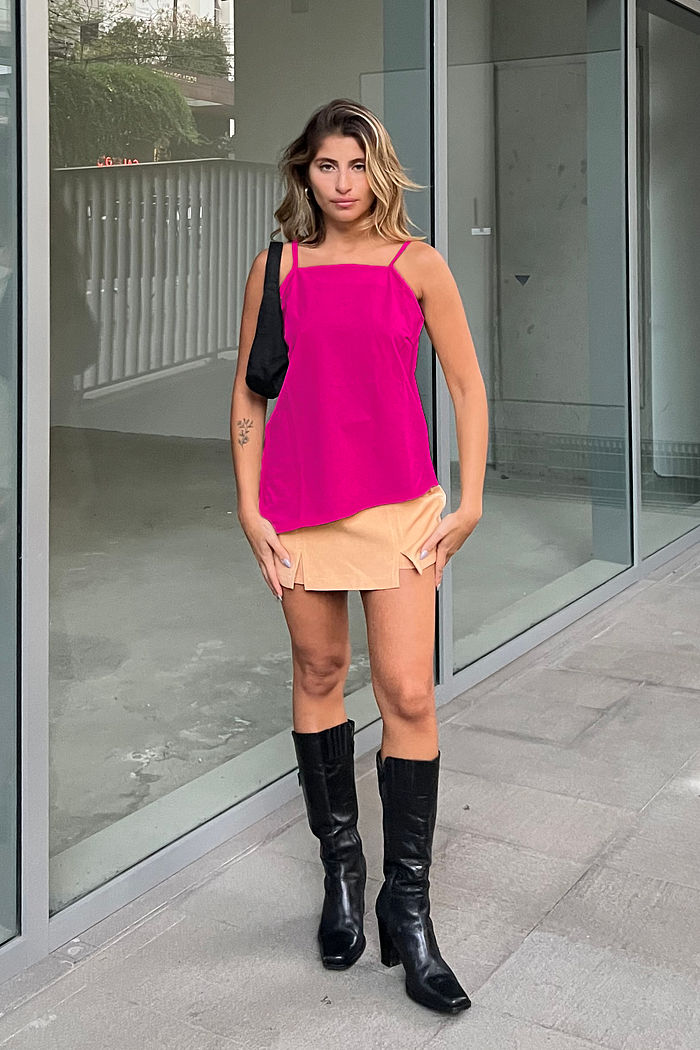 Alcinha Alongada Assimétrica Pink