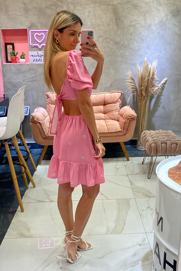 Vestido Janice Margaridas Rosa