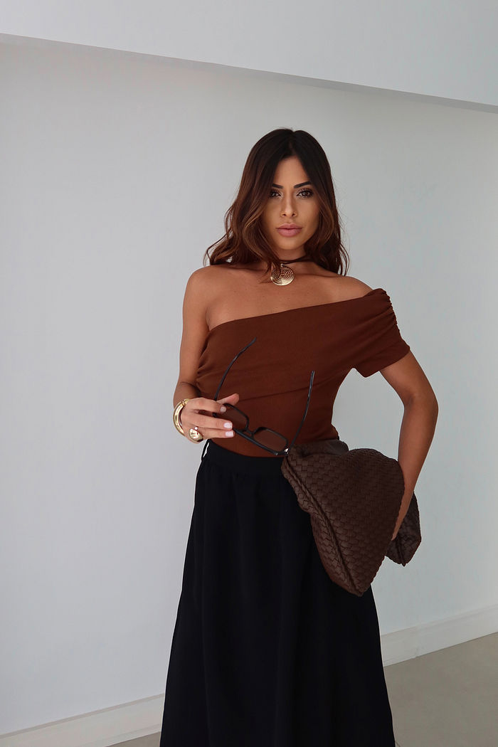 Regata Assimétrica com Pala Drapeada 2 Cores