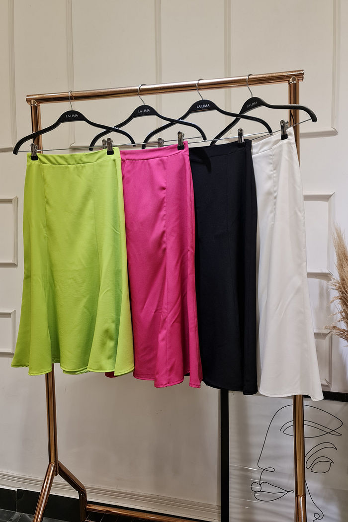 Saia Midi Evasê Crepe Cores