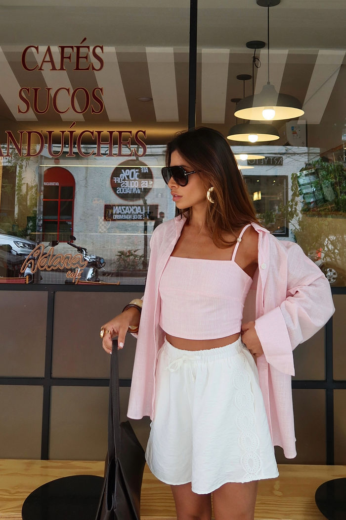 Conjunto Camisa e Top 100% Alogão 2 Cores