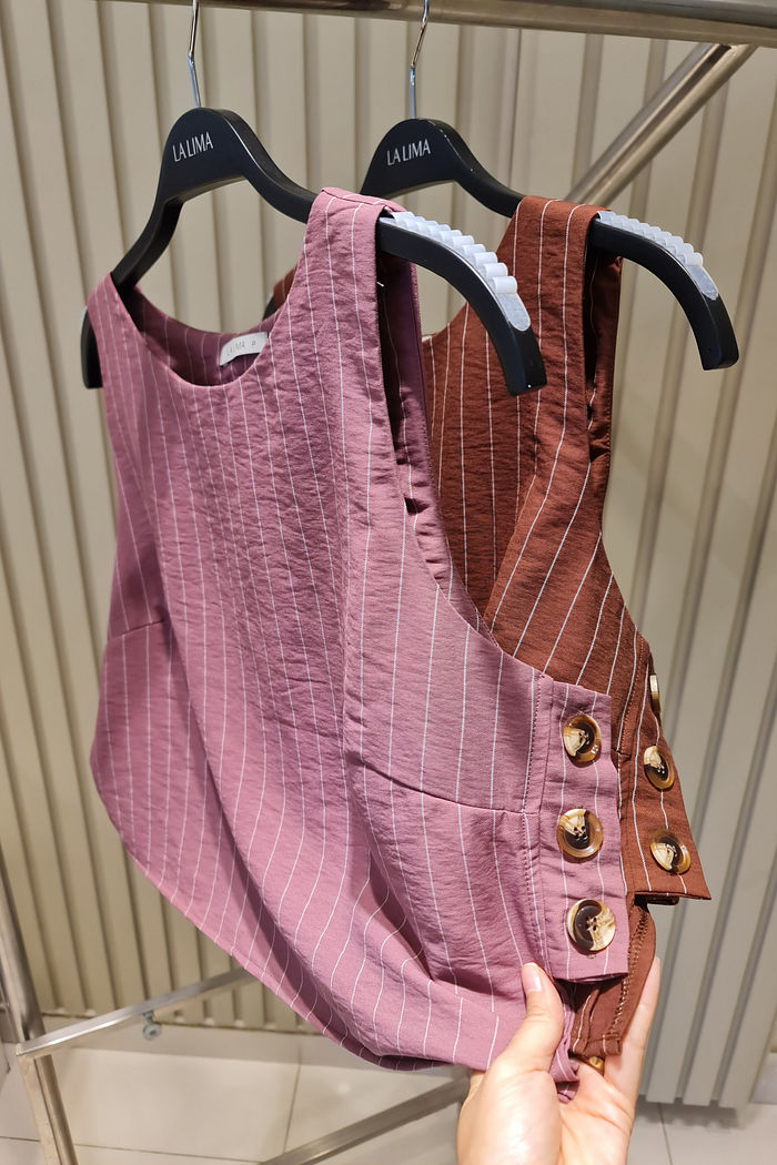 Regata Botões Bestseller Risca de Giz 2 Cores