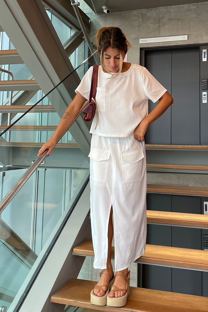 Blusa Cropped Bolso Crepe Cores