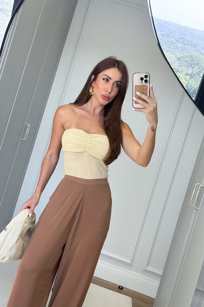 Tomara que Caia Franzida Malha Trabalhada 3 Cores