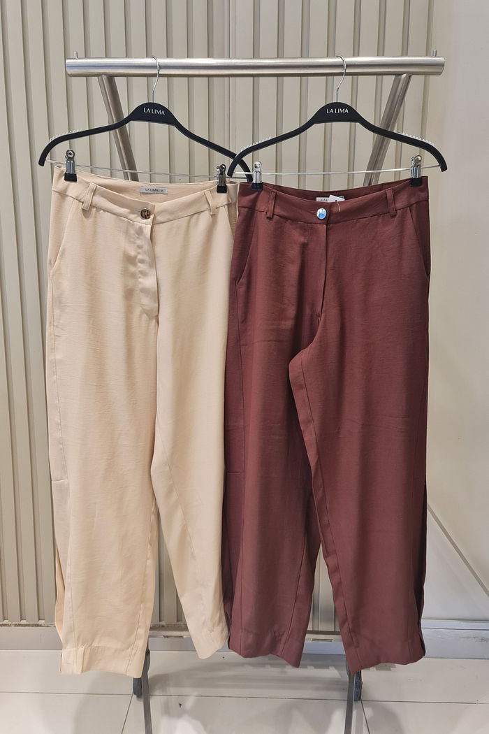 Calça Barrel de Alfaiataria Botão Prata 2 Cores