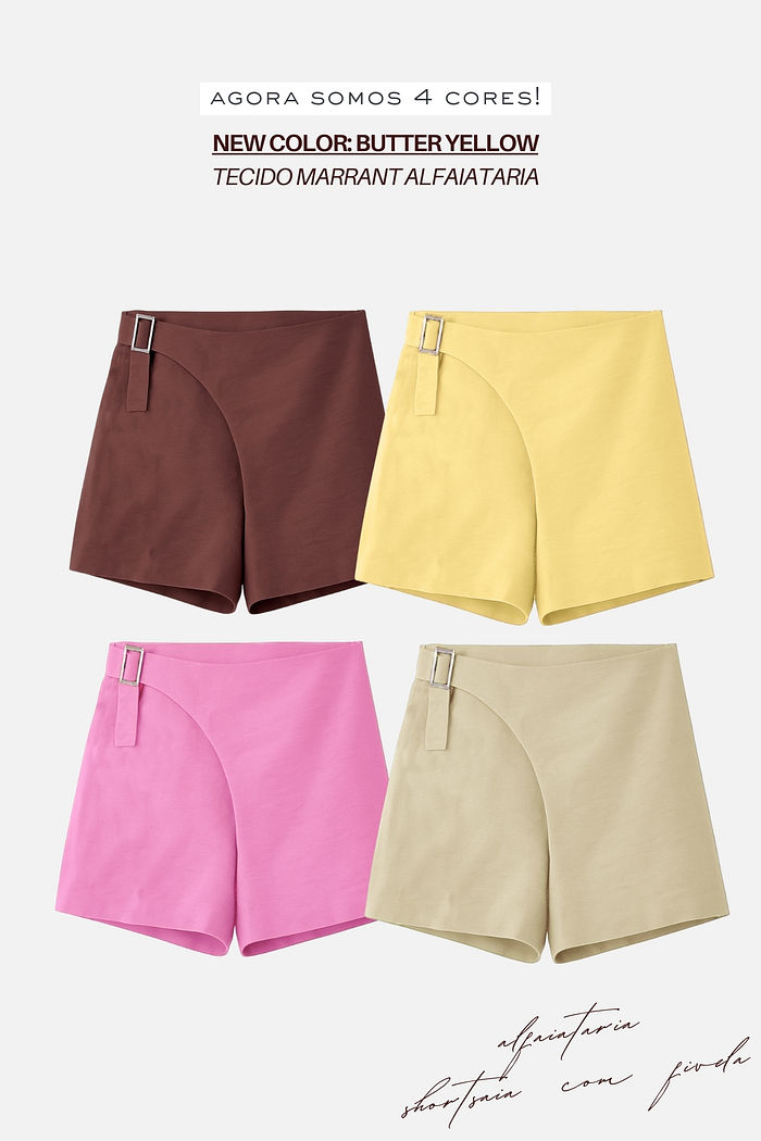 Short Saia Alfaiataria com Fivela Prateada 3 Cores