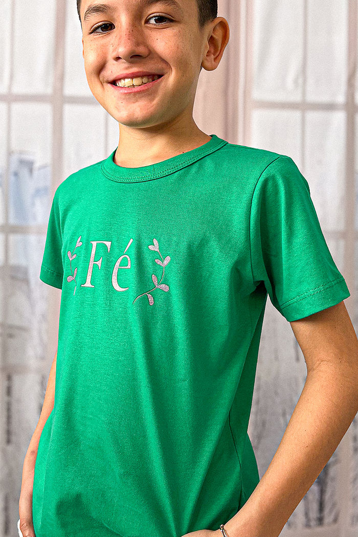 T-Shirt Infantil Fé DTF - Verde Bandeira