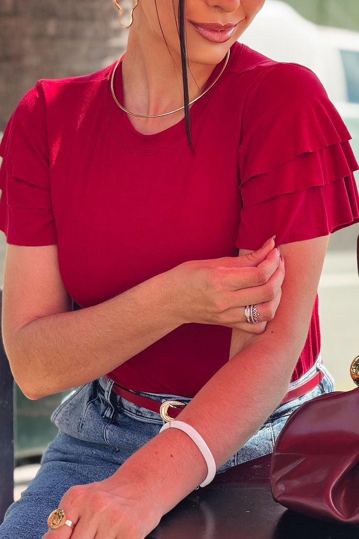 Blusa Elisa três babados - Bordô