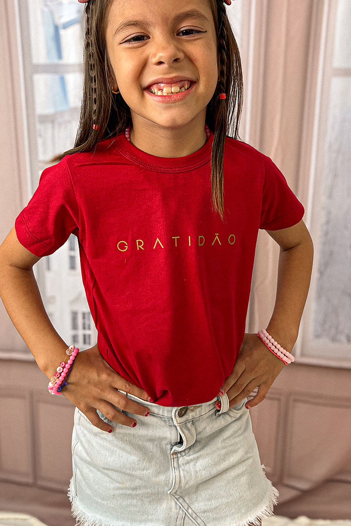 T-Shirt Infantil Gratidão DTF - Rubi