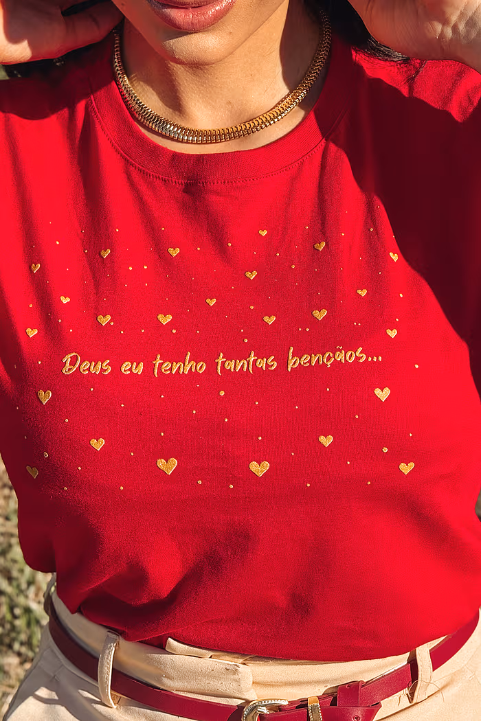 T-Shirt Deus eu tenho tantas bênçãos - Rubi