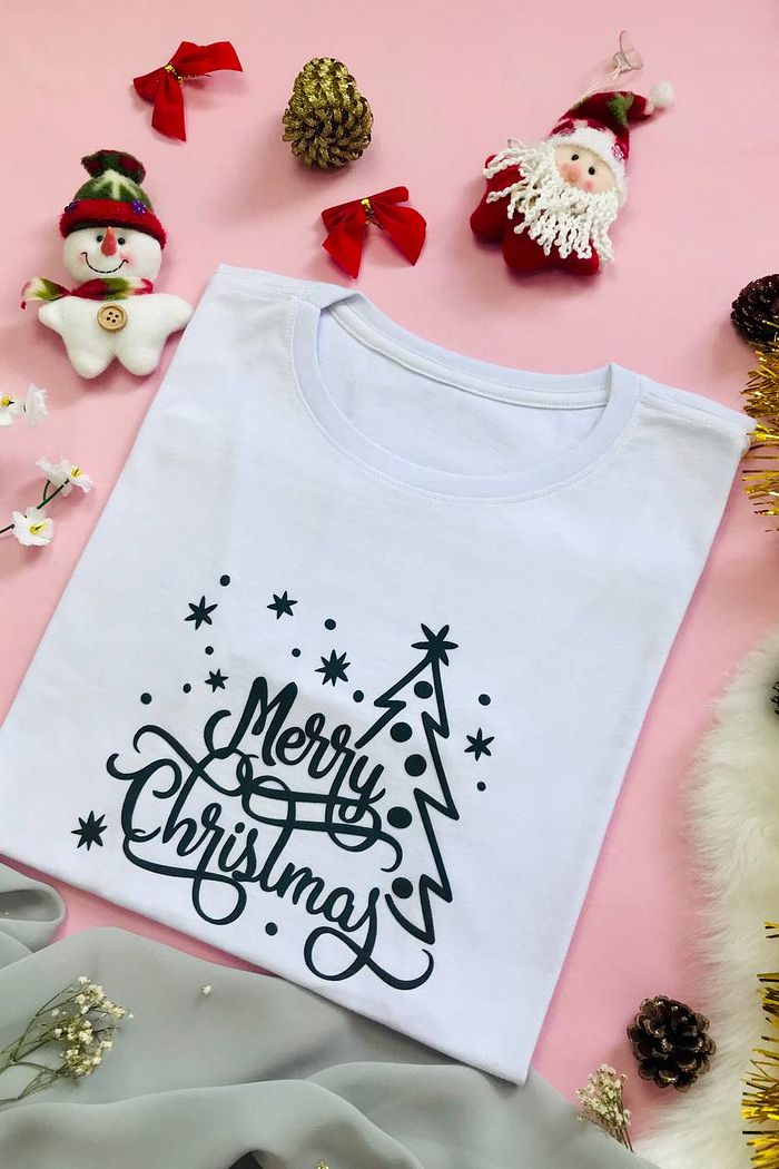 T-Shirt Merry Christmas - Branco
