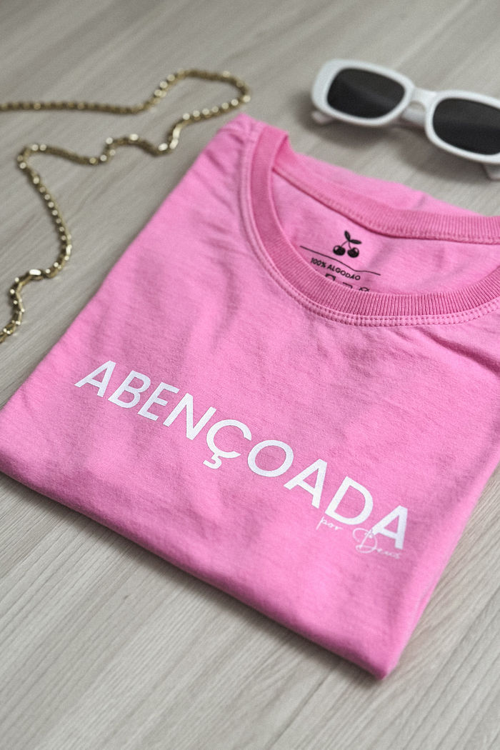 Tshirt Premium - Abençoada - Rosa