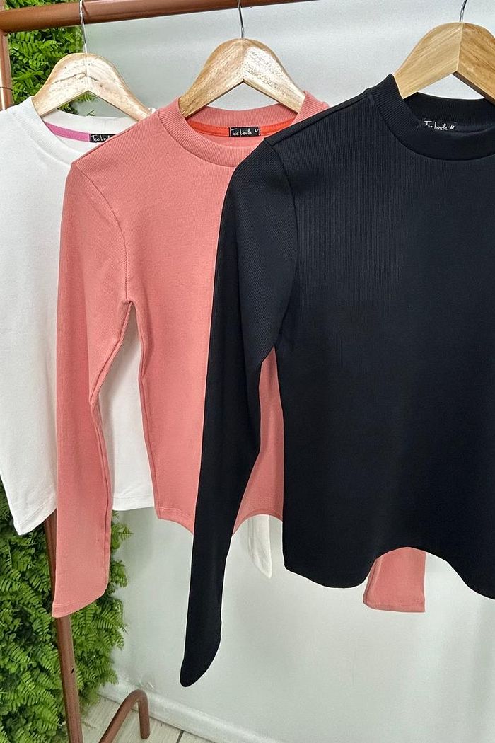 BLUSA BASIC RIBANA CANELADA MANGA LONGA