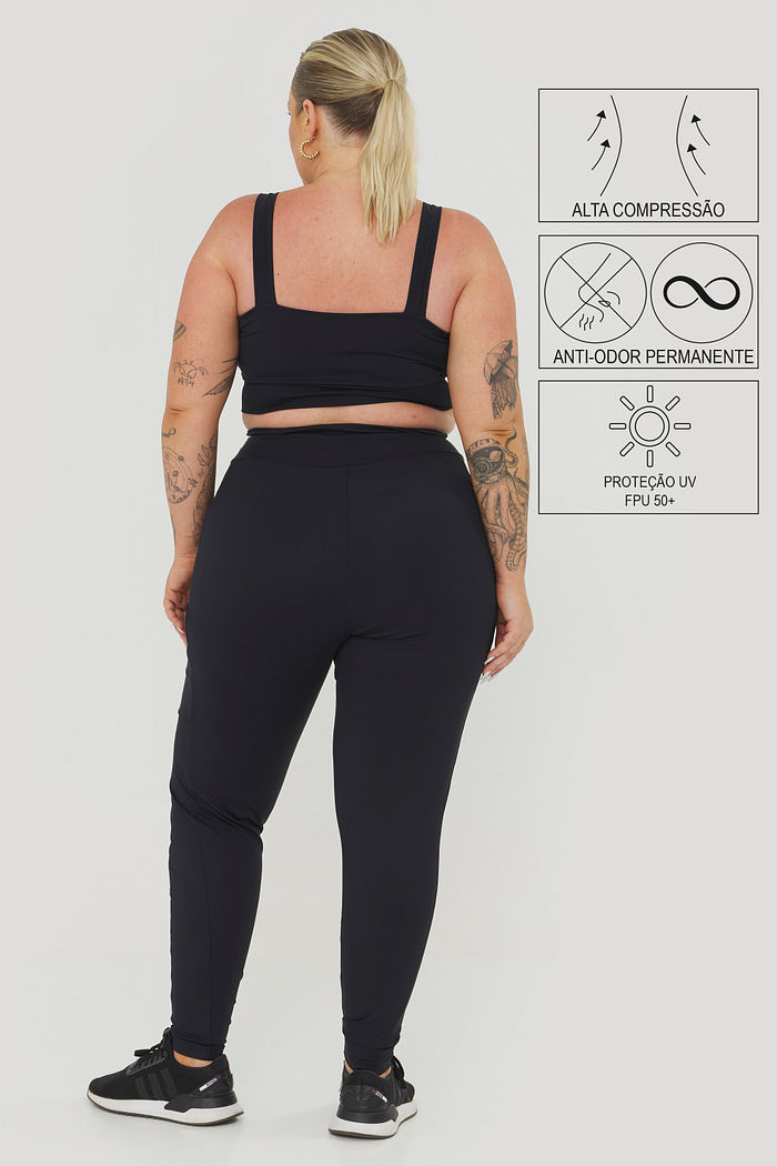 Calça Legging Com Bolso Safari Preto