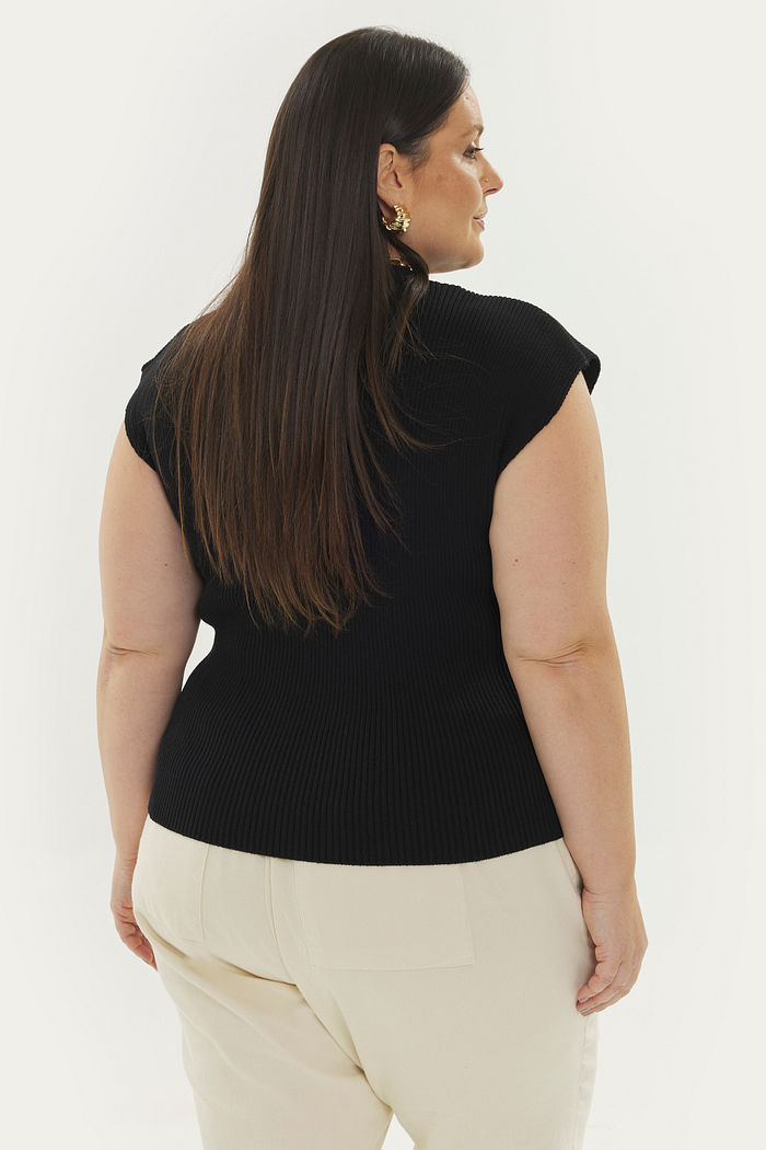 Blusa Sem Manga Tricô Duna Preto