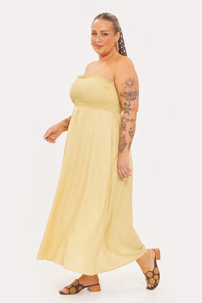 Vestido De Linho Siena Amarelo