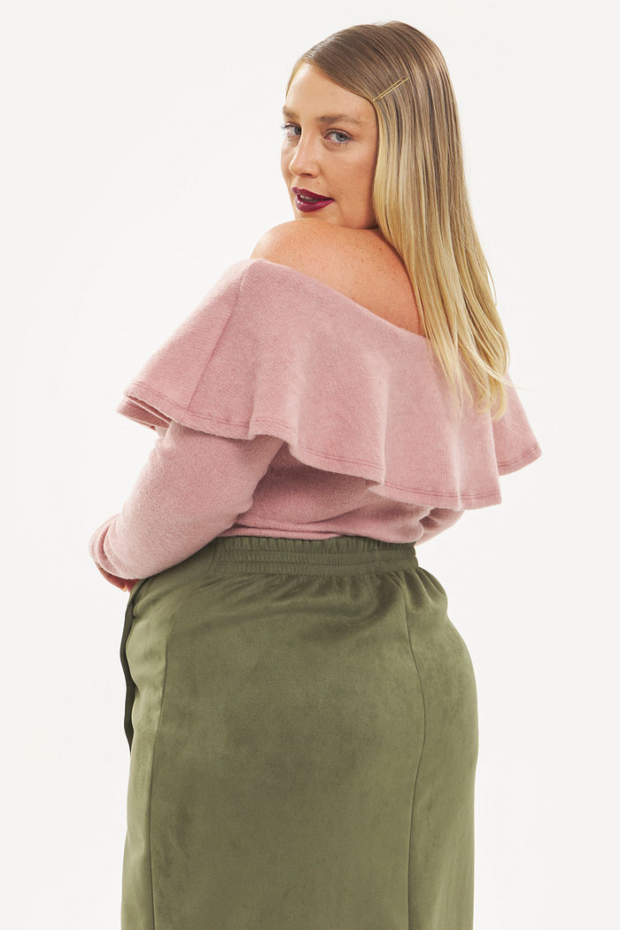 Blusa Com Babado Monique Rosa Antigo