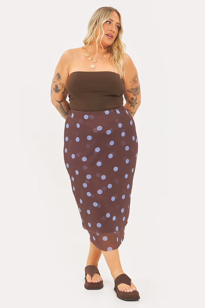 Saia Midi Tule Giulia Poá