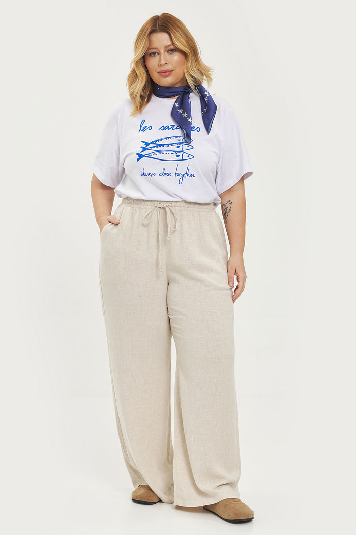 Calça Pantalona Linho Chloe Natural