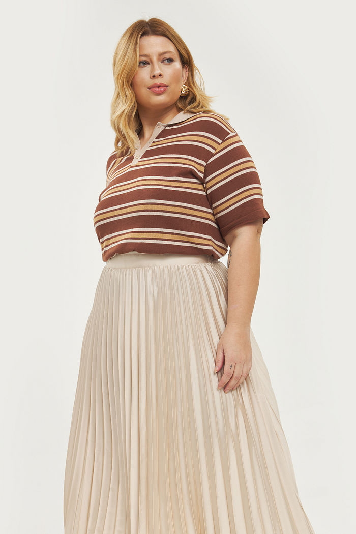 Saia Midi Plissada Melissa Marfim