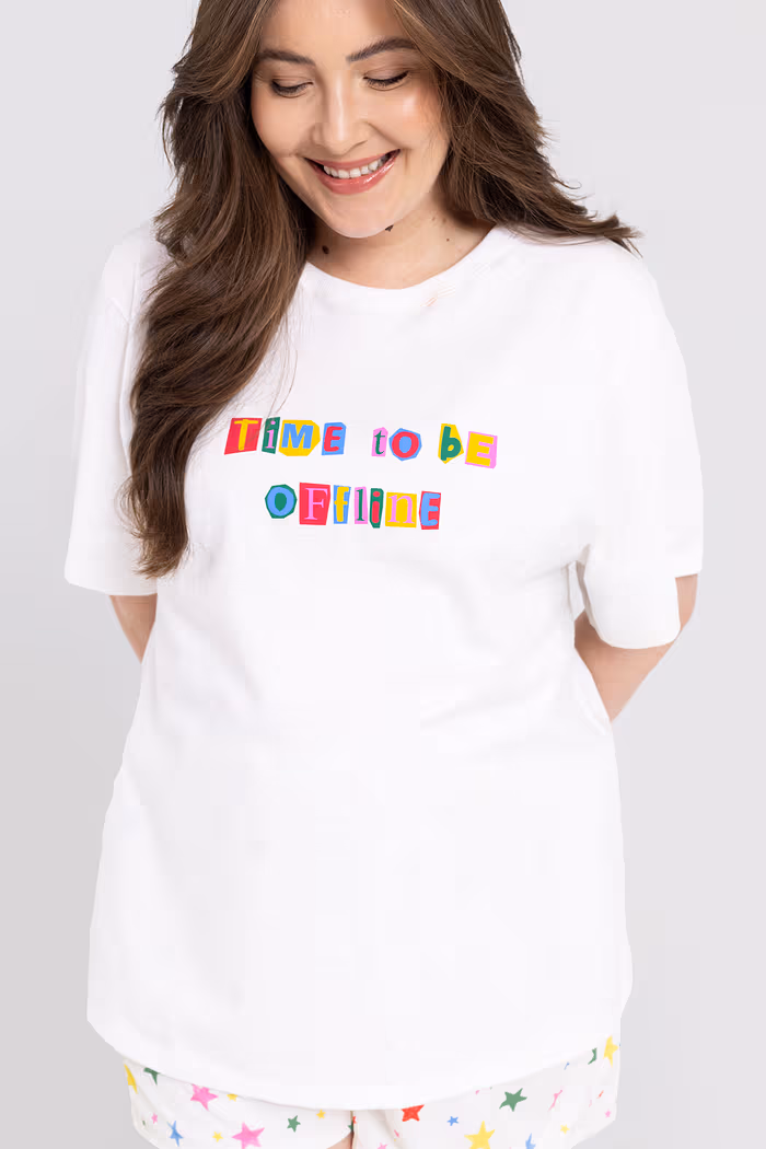 Conjunto Pijama Short Doll Offline Estampado